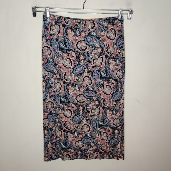 J. Jill Floral Maxi Skirt Stretch Jersey Pull On Side Slit - Picture 1 of 8
